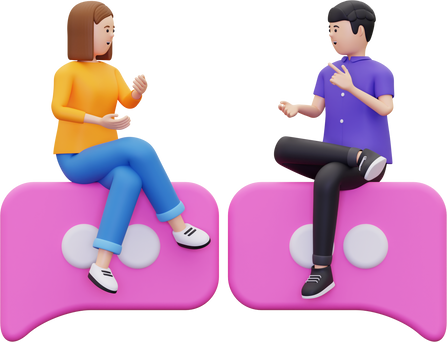 3d Young couple discuss together Illustration
